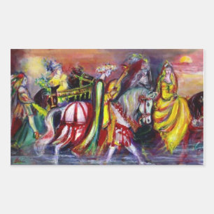 RIDERS  IN THE NIGHT RECTANGULAR STICKER