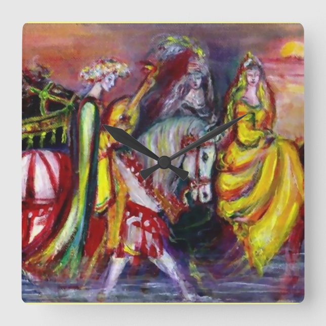 RIDERS IN THE NIGHT SQUARE WALL CLOCK (Front)