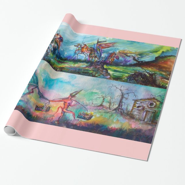 RIDERS IN THE STORM AND TEMPTATION WRAPPING PAPER (Unrolled)