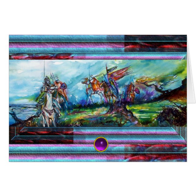 RIDERS IN THE STORM Mediaeval Knights Horseback (Front Horizontal)