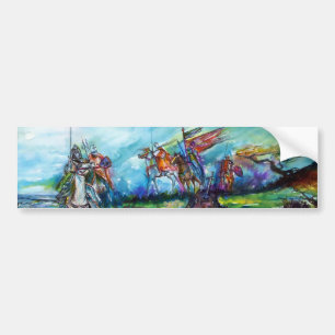 RIDERS IN THE STORM Mediaeval Knights Horseback Bumper Sticker