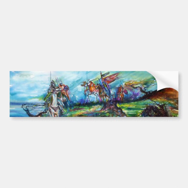 RIDERS IN THE STORM Mediaeval Knights Horseback Bumper Sticker (Front)