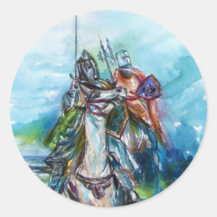 RIDERS IN THE STORM Mediaeval Knights Horseback Classic Round Sticker