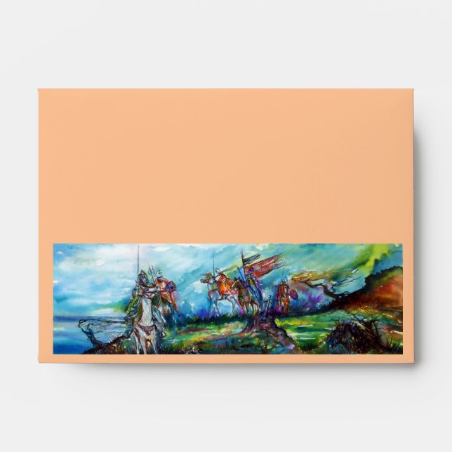 RIDERS IN THE STORM Mediaeval Knights Horseback Envelope (Front)