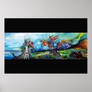 RIDERS IN THE STORM Mediaeval Knights Horseback Poster