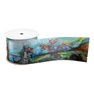 RIDERS IN THE STORM Mediaeval Knights Horseback Satin Ribbon
