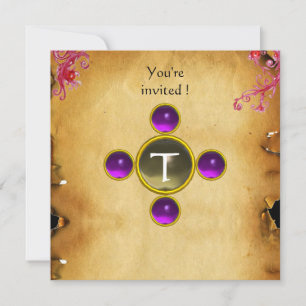 RIDERS IN THE STORM monogram amethyst Invitation