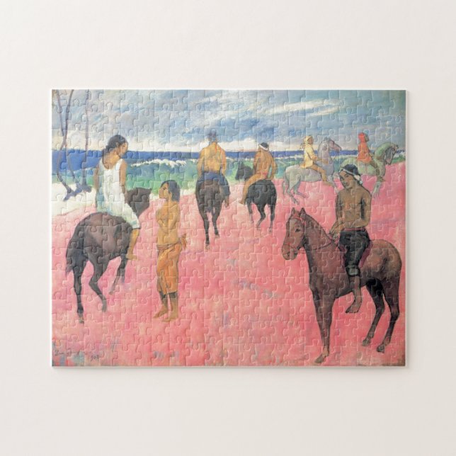 Riders on Beach Gauguin Tahitian People Painting Jigsaw Puzzle (Horizontal)