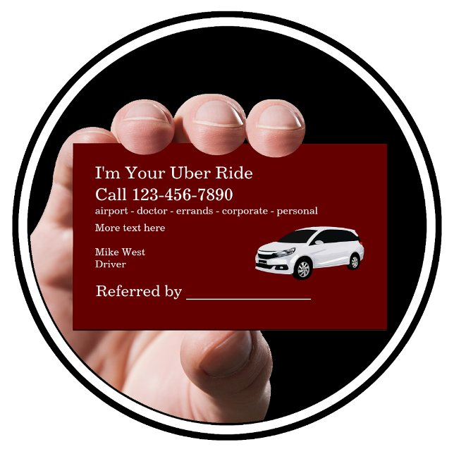 Rideshare Taxi Driver Referral Business Card (Creator Uploaded)