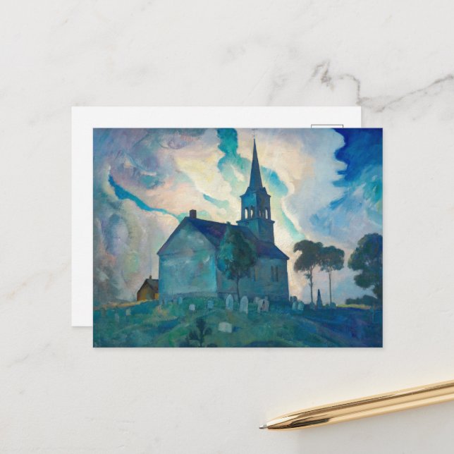 Ridge Church by Newell Convers Wyeth Holiday Postcard (Front/Back In Situ)