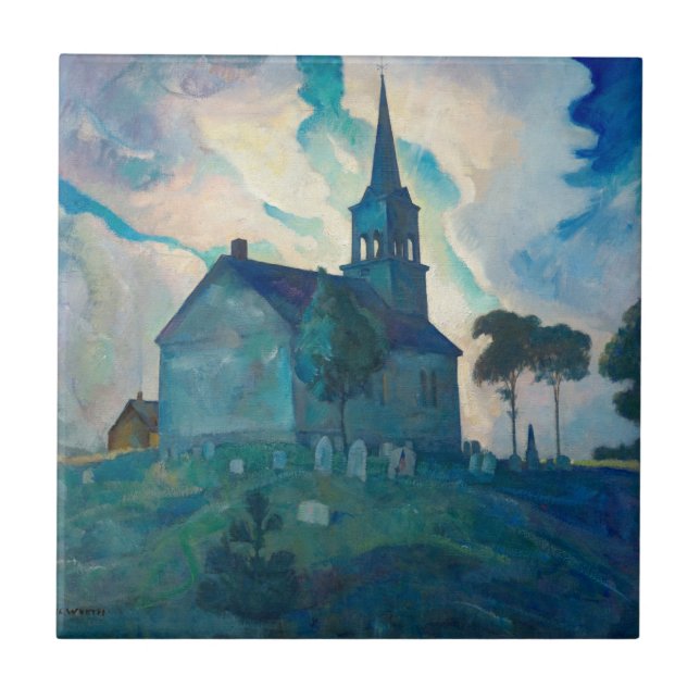 Ridge Church by Newell Convers Wyeth Tile (Front)