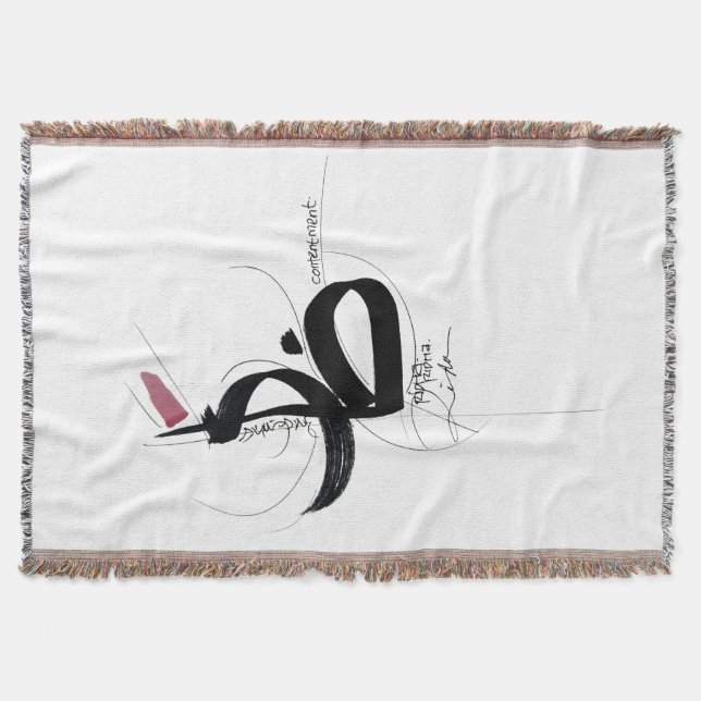 RIDHA (Acceptance) Japandi Minimalist Art Throw Blanket (Front)