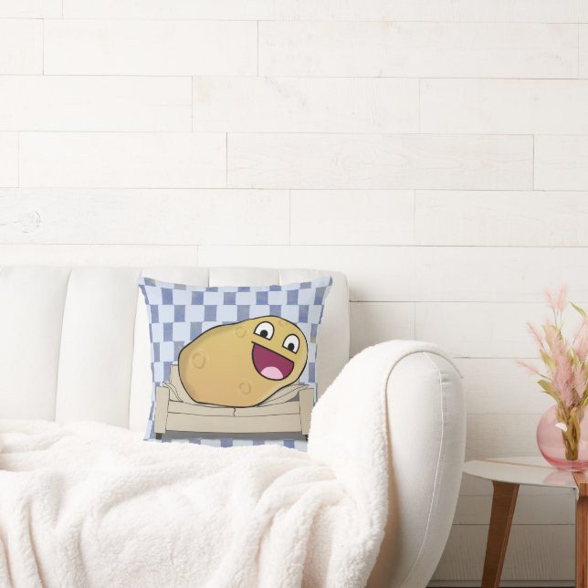 Ridiciously Happy Cartoon Couch Potato Cushion (Couch)