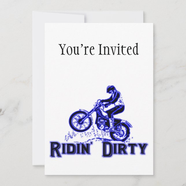 Ridin Dirty Dirt Bike Rider Invitation (Front)