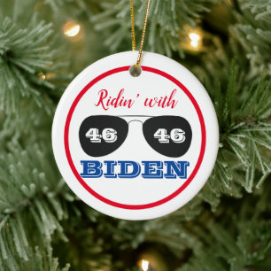 Ridin' with Biden 46 Aviator Sunglasses Ceramic Tree Decoration