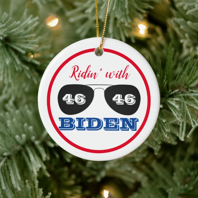 Ridin' with Biden 46 Aviator Sunglasses Ceramic Tree Decoration (Tree)