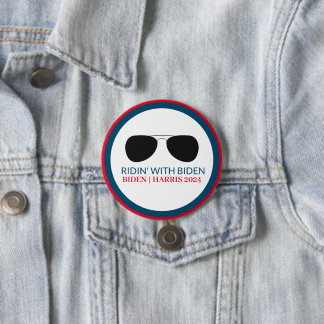 Ridin' with Biden Aviator Glasses 2024 7.5 Cm Round Badge