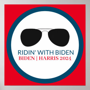 Ridin' with Biden Aviator Glasses 2024 Poster