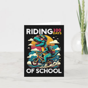Riding 100 Days Of School Bicycle Cycling Rider Di Card
