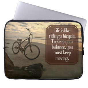"Riding a bicycle" Inspirational Quote Laptop Sleeve