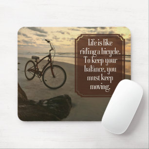 "Riding a bicycle" Inspirational Quote Mouse Mat