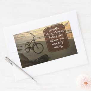 "Riding a bicycle" Inspirational Quote Rectangular Sticker