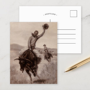 Riding a Bull Elling William Gollings Postcard