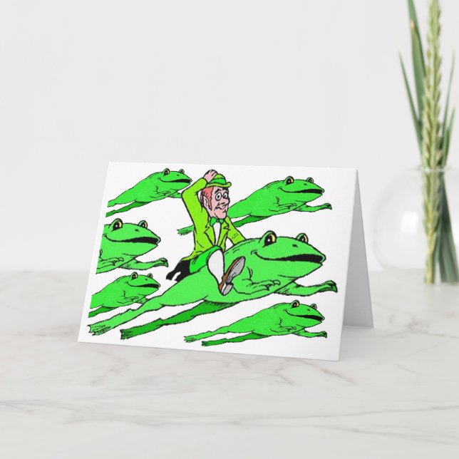 Riding a Frog on St. Patrick's Day Card (Front)