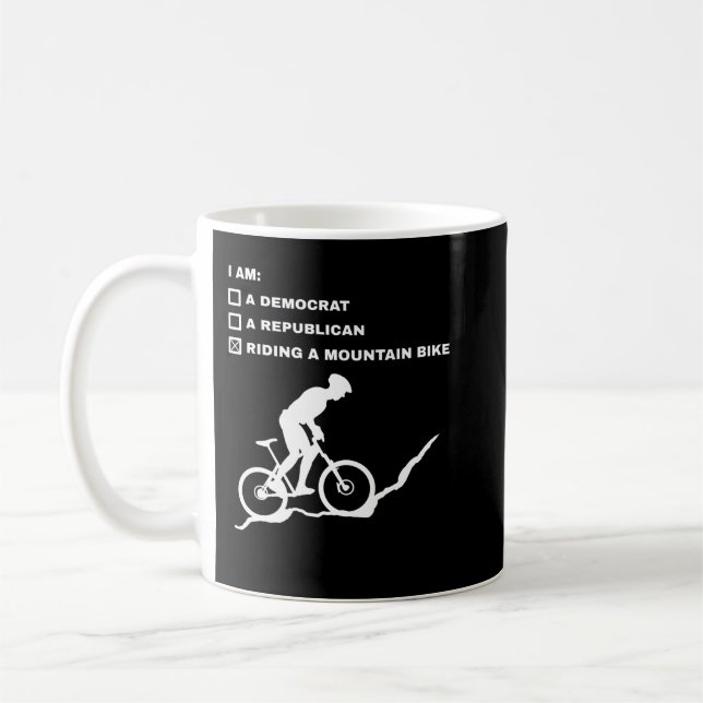 Riding A Mountain Bike  Downhill Bikers Bicycle Bi Coffee Mug (Left)