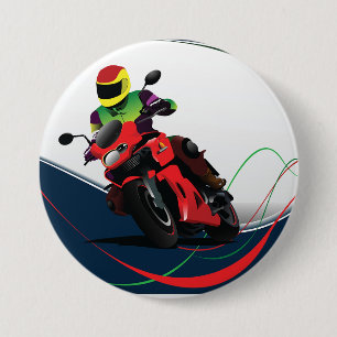 Riding A Red Motorcycle 7.5 Cm Round Badge