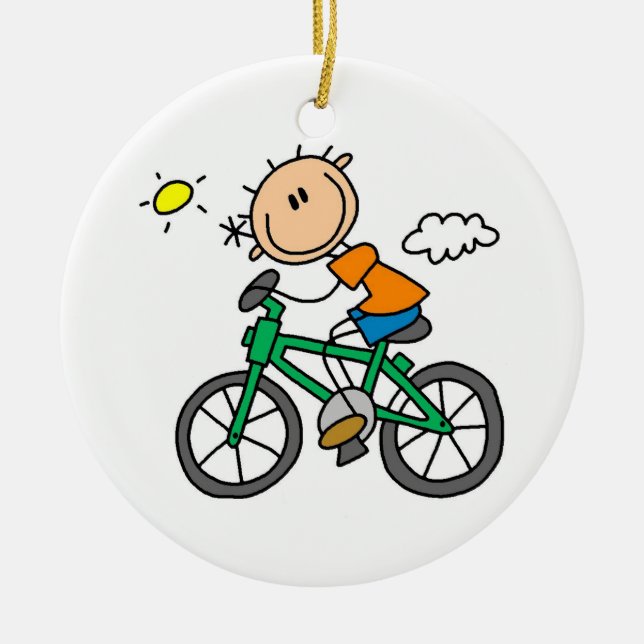 Riding Bicycle - Male Ceramic Tree Decoration (Front)