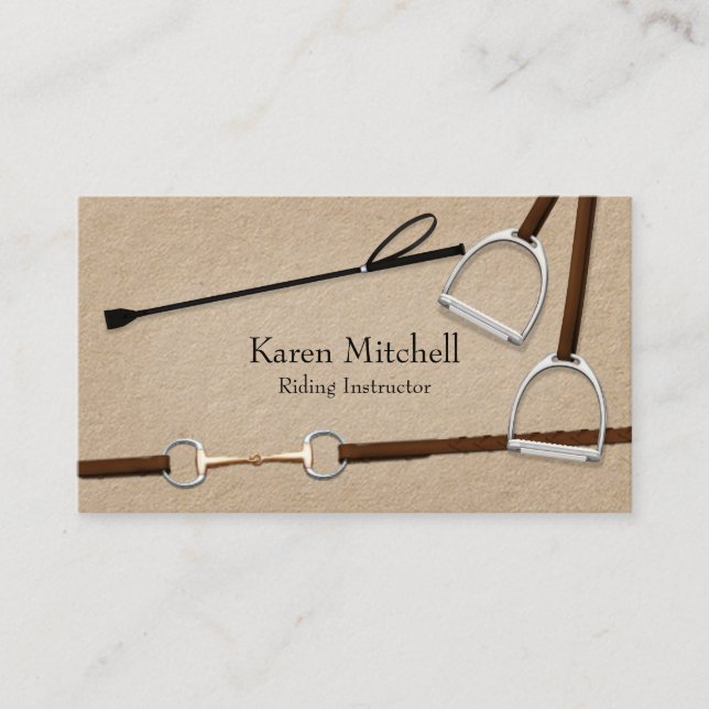 Riding Crop & Horse Tack Premium Equestrian Business Card (Front)