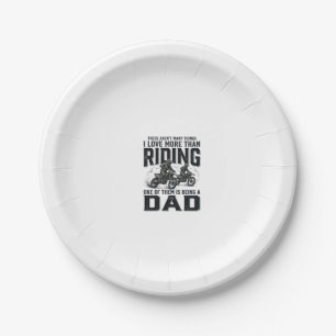 Riding Dad Vintage Engraving Motocross Quote Desig Paper Plate