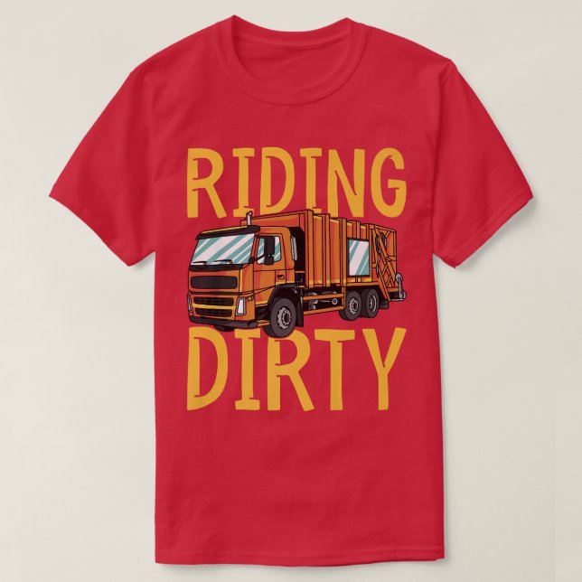 Riding Dirty - Trash Garbage Kids City Trash Truck T-Shirt (Design Front)