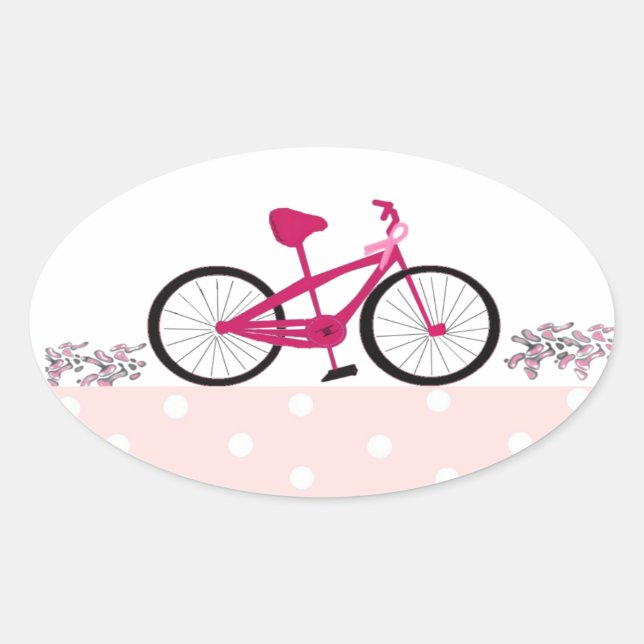 Riding for a Cure Pink Bicyle Oval Sticker (Front)