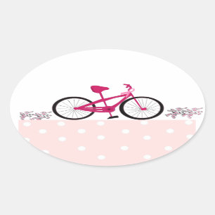 Riding for a Cure Pink Bicyle Oval Sticker