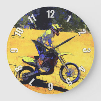 Riding Hard! - Motocross Racer Large Clock