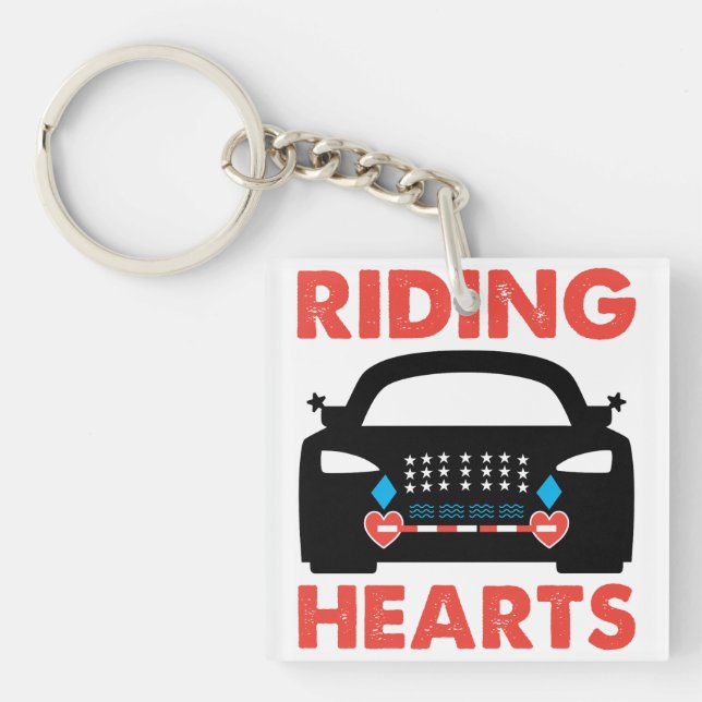 Riding Hearts bold car design Key Ring (Front)