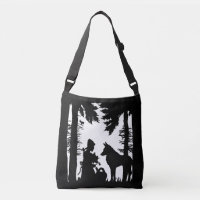 Riding Hood Black Silhouette on White Forest Wolf