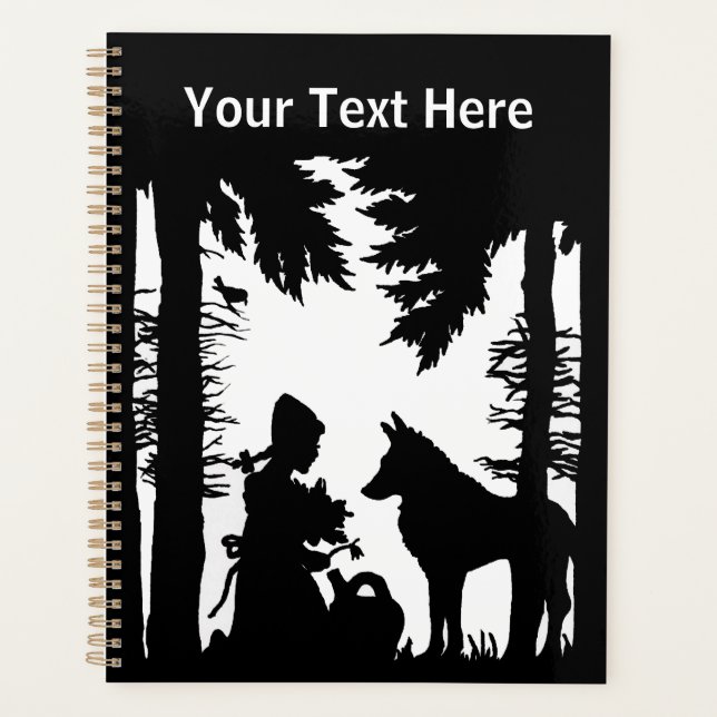 Riding Hood in Black silhouette in Woods Wolf Planner (Front)