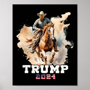 Riding Horse American Flag Cowboy 1  Poster