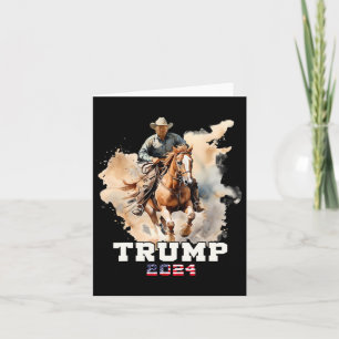 Riding Horse American Flag Cowboy  Card