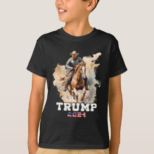 Riding Horse American Flag Cowboy T-Shirt