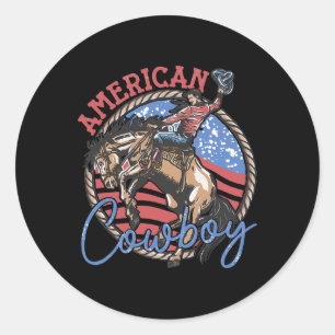 Riding Horses Retro Western 4th Of July Patriotic Classic Round Sticker