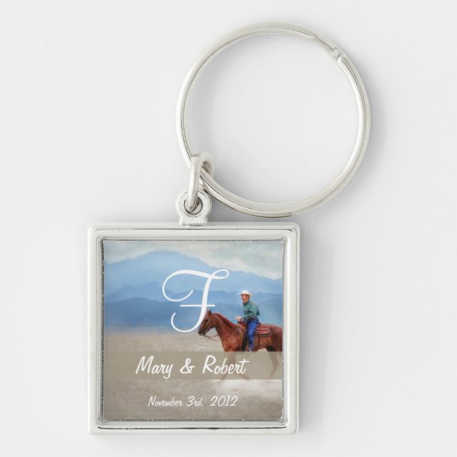 Riding in the Desert Monogram Key Ring (Front)