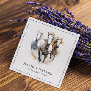 Riding Instructor Equestrian Centre Watercolor Square Business Card