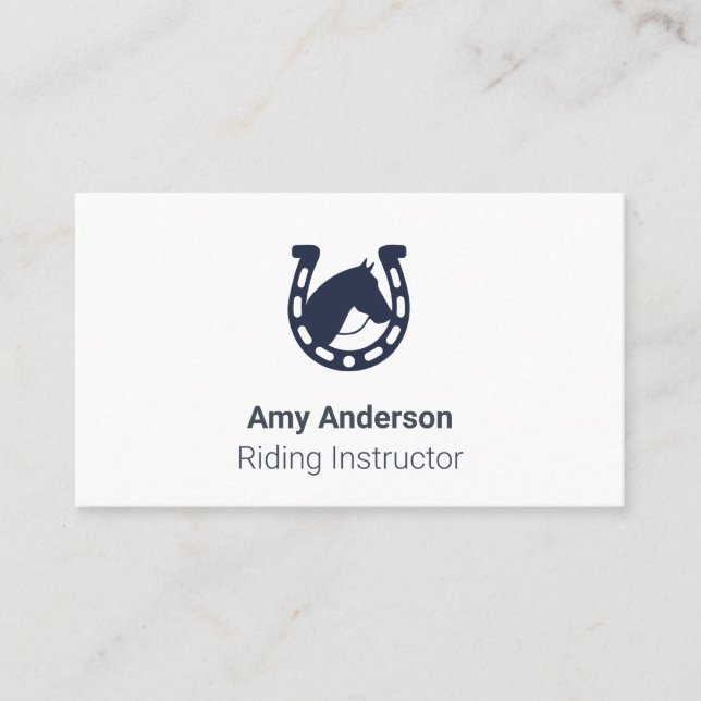 Riding Instructor Navy Blue Business Card (Front)