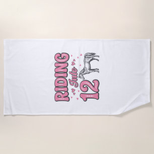 Riding Into 12 Horse Birthday Vector Design_1 Beach Towel