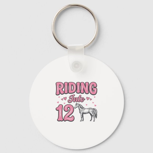 Riding Into 12 Horse Birthday Vector Design_1 Key Ring (Front)