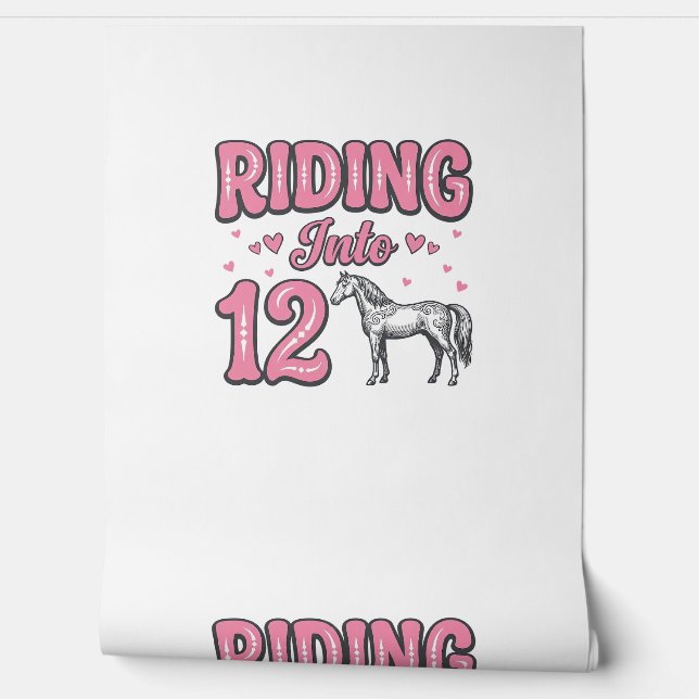 Riding Into 12 Horse Birthday Vector Design_1 Wallpaper (Unrolling)